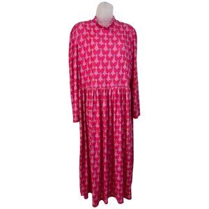 Agatha Ruiz de la Prada Pink Heart & Face Mock Neck Long Sleeve Maxi Dress